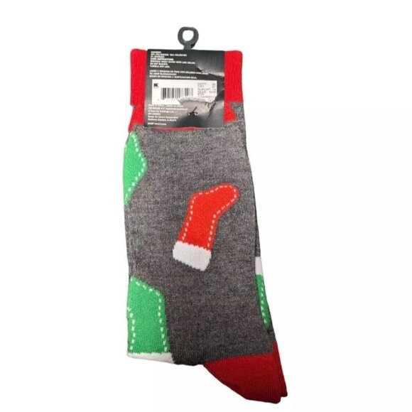 NWT Joe Boxer Socks Sz 7-12 Gray Christmas Holiday Stocking Crew Cut Dress - Picture 2 of 2